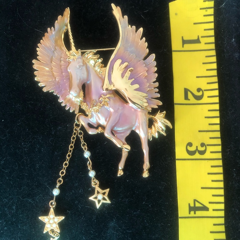 Kirks Folly Large Prancing Cloud walker Unicorn Pin with Gold tone.